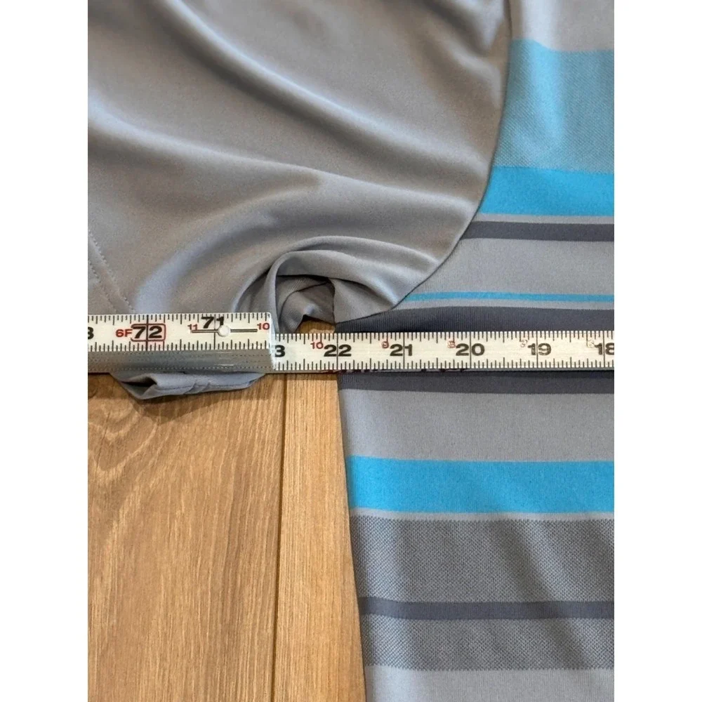 Adidas Golf Polo Shirt Mens Large Climacool Performance Striped Short Sleeve‎ - Picture 3 of 4